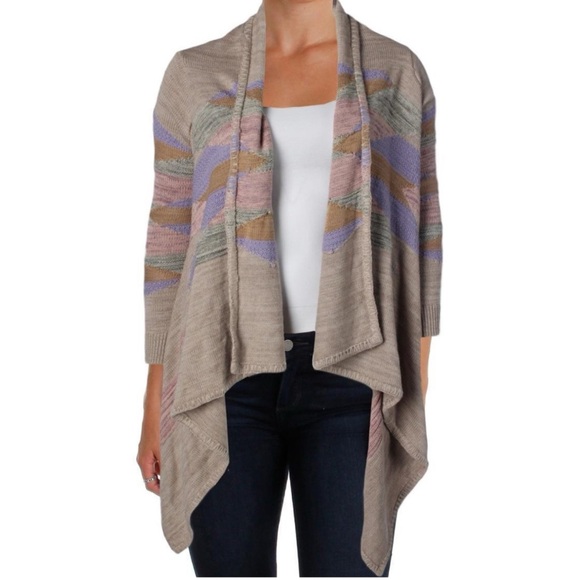Lauren Ralph Lauren Cotton Wool Blend Southwestern Wrap Draped Cardigan Size S/M